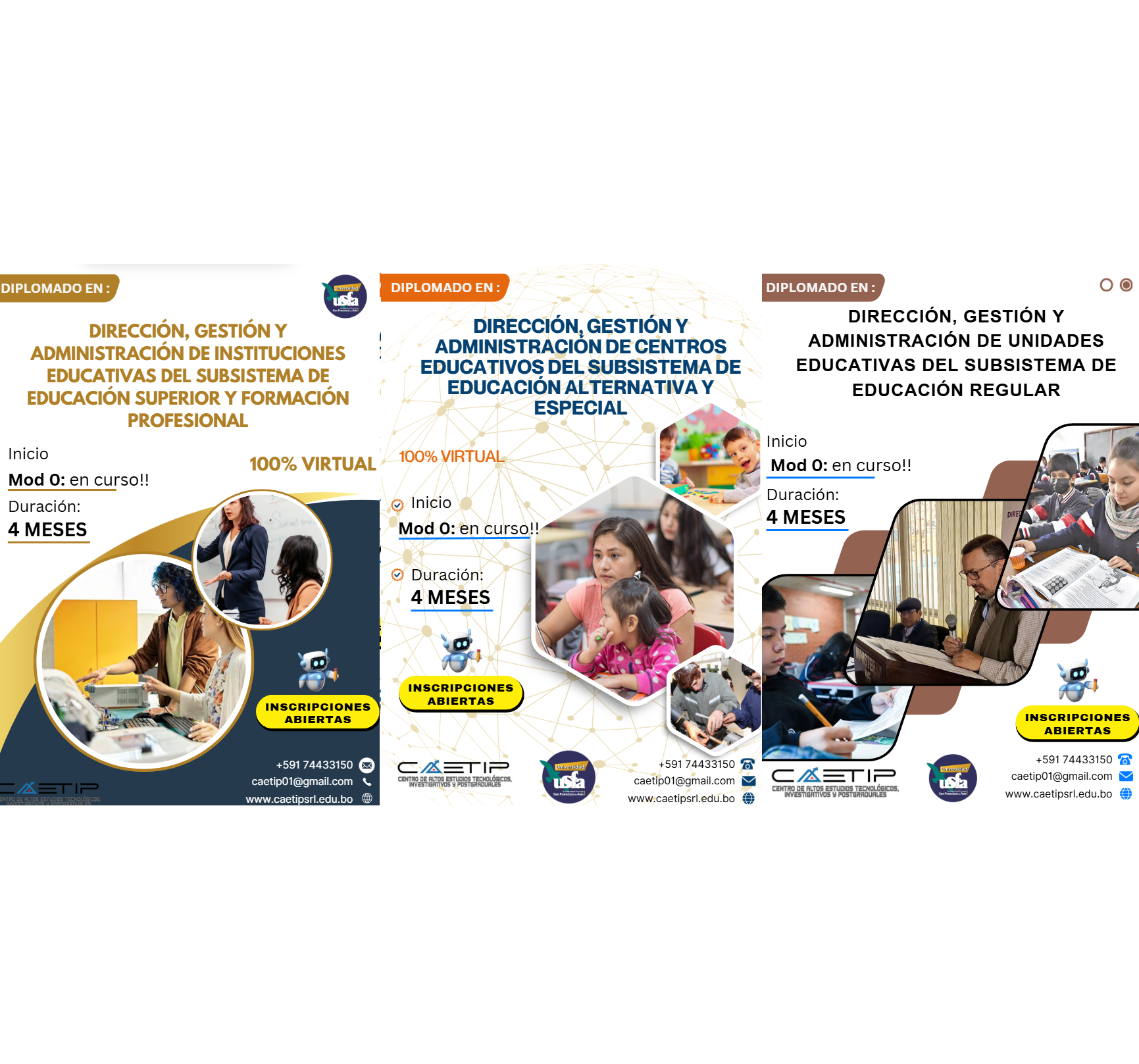 DIPLOMADO EN DIRECCIÓN, GESTIÓN Y ADMINISTRACIÓN DE CENTROS EDUCATIVOS (CON MENCIÓN EN EDUCACIÓN REGULAR, ALTERNATIVA, ESPECIAL Y/O SUPERIOR)